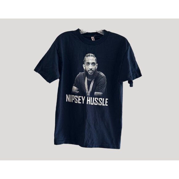 Nipsey Hussel by Alstyle Apparel Pay Homage Unisex Cotton T-Shirt Navy Size S - Picture 4 of 7